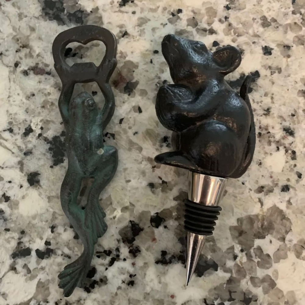 Pottery Barn iron wine accessories
